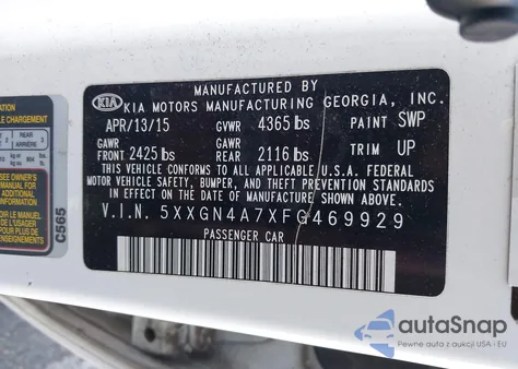 2015 Kia Optima Ex из США, поврежденный, VIN 5XXGN4A7XFG469929